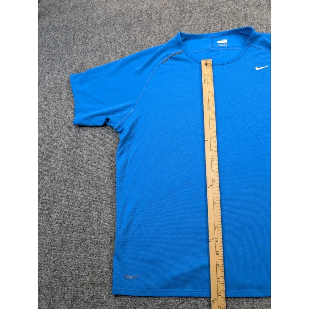 Nike Shirt Mens Large Blue‎ NikeFITDRY Athletic Running Crewneck Tee Workout
